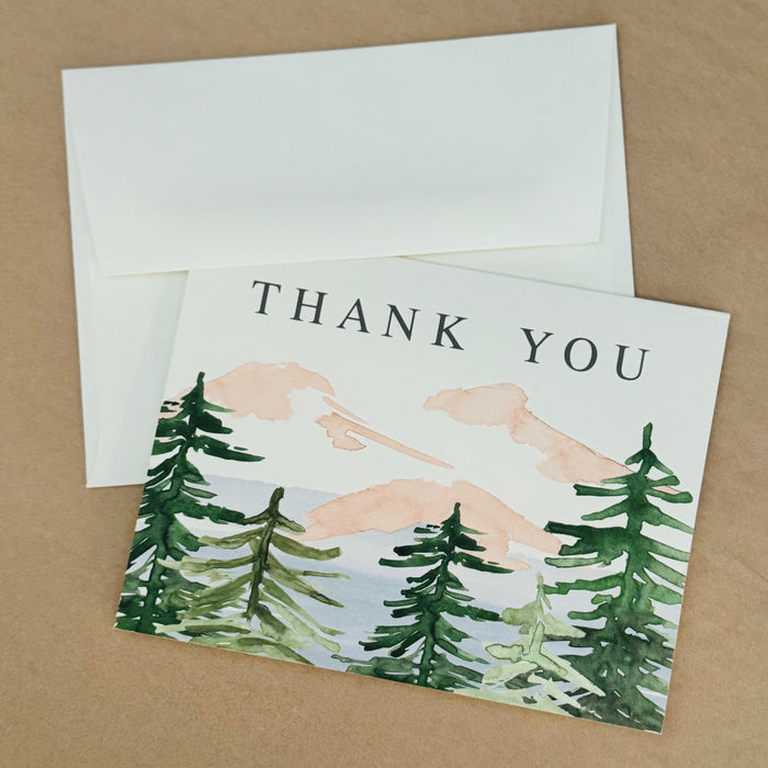 Mountains and Trees Thank You Card Set
