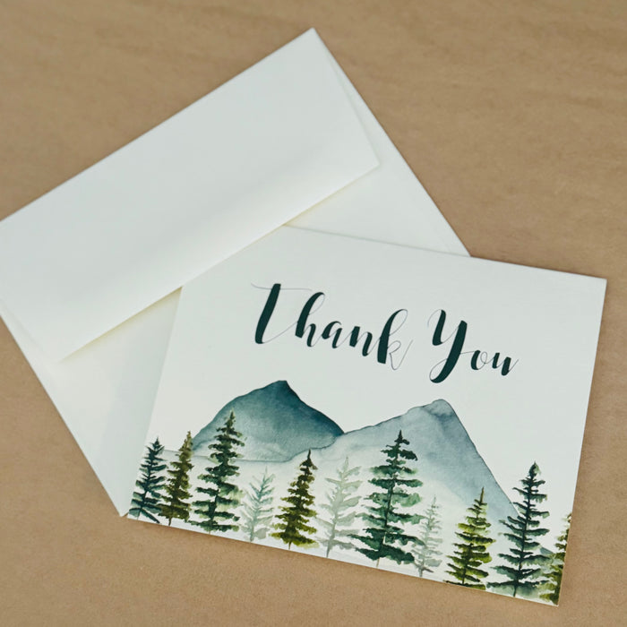 Mountain Landscape Watercolor Thank You Card Set