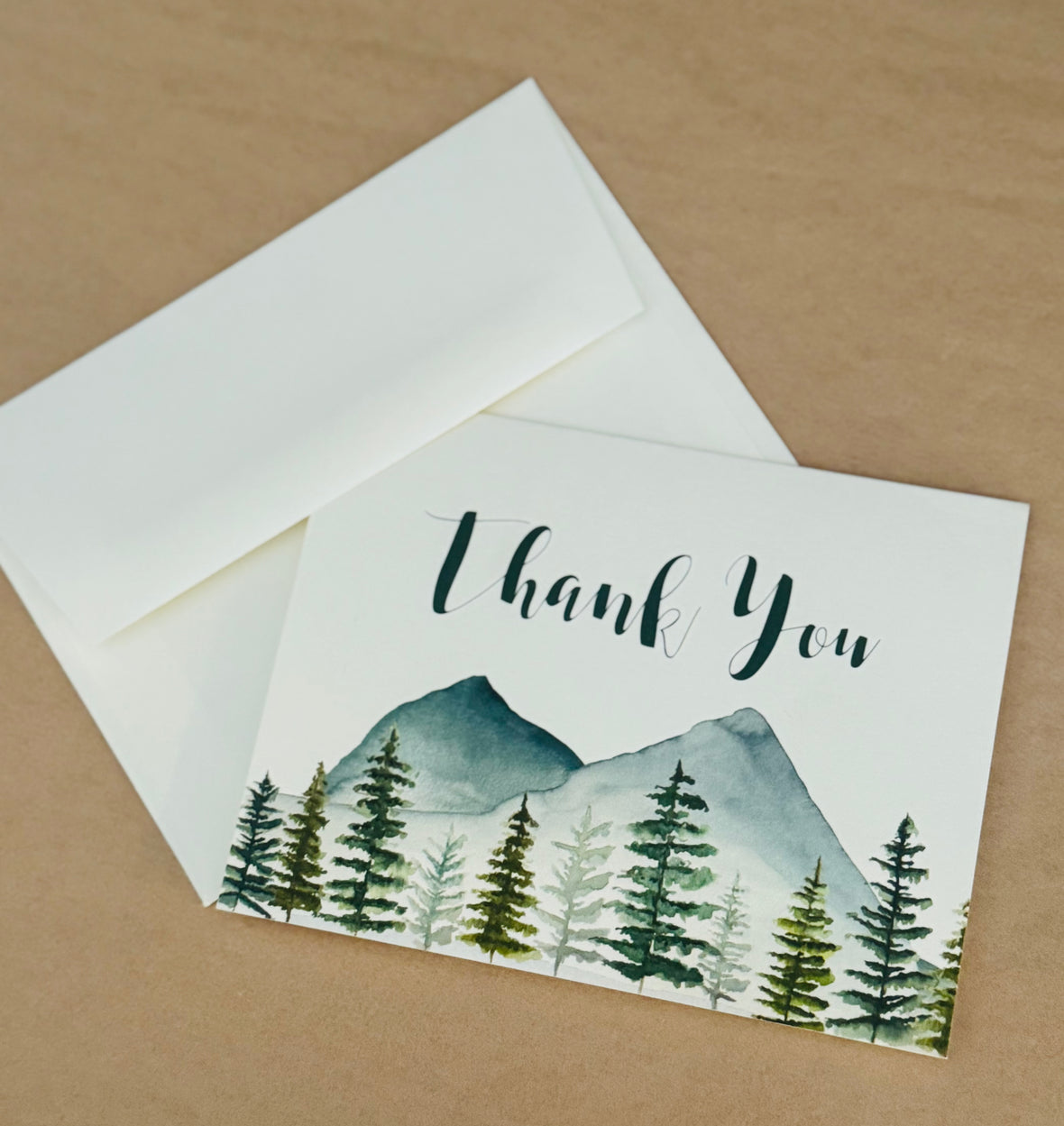 Mountain Landscape Watercolor Thank You Card Set