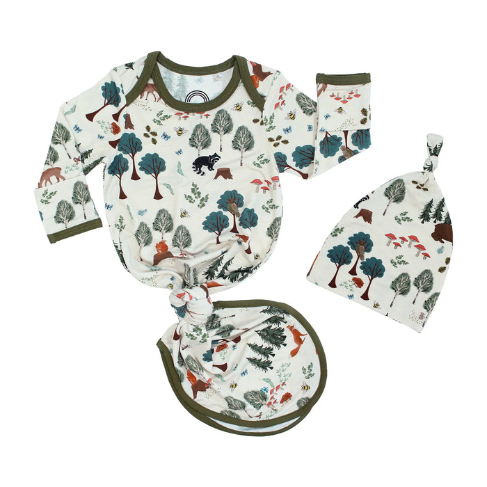 In the Woods Bamboo Gown and Hat Newborn Baby Gift Set