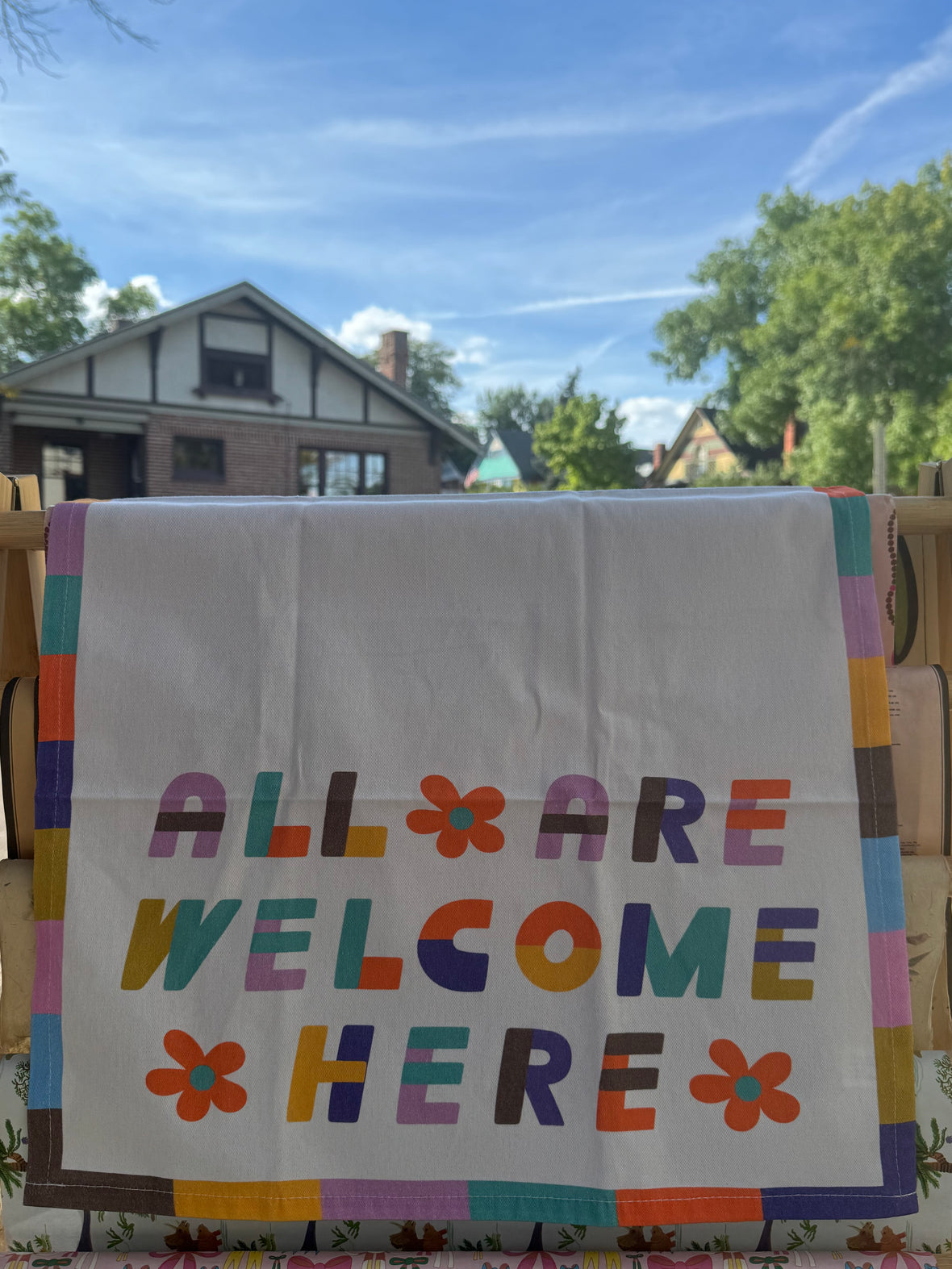 All Are Welcome Here Tea Towel